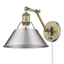  3306-A1W AB-PW - Orwell AB 1 Light Articulating Wall Sconce in Aged Brass with Pewter shade